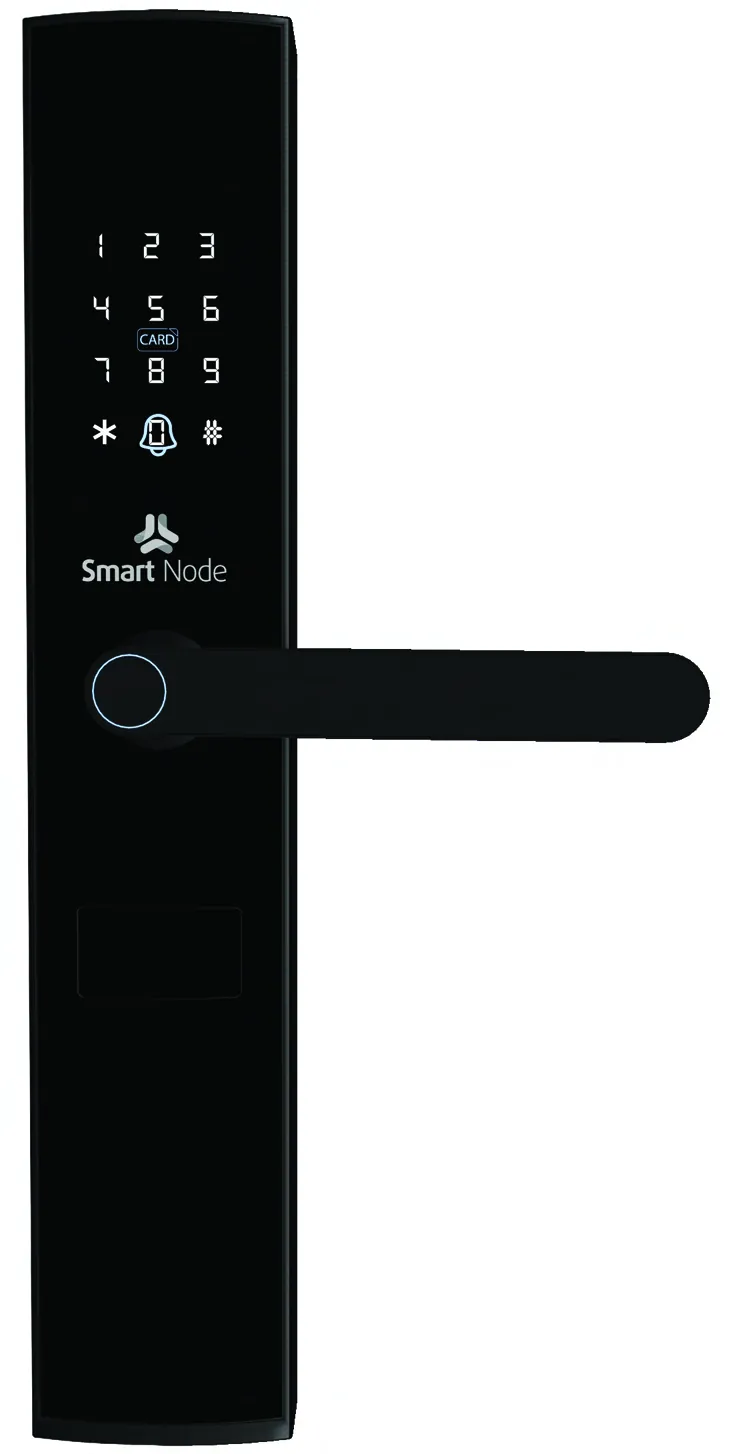 Bolt Pro Max digital lock in black with a numeric keypad, fingerprint reader and long lever handle