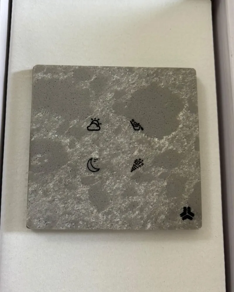 Touch panel in marble: Scene icons on a natural stone face