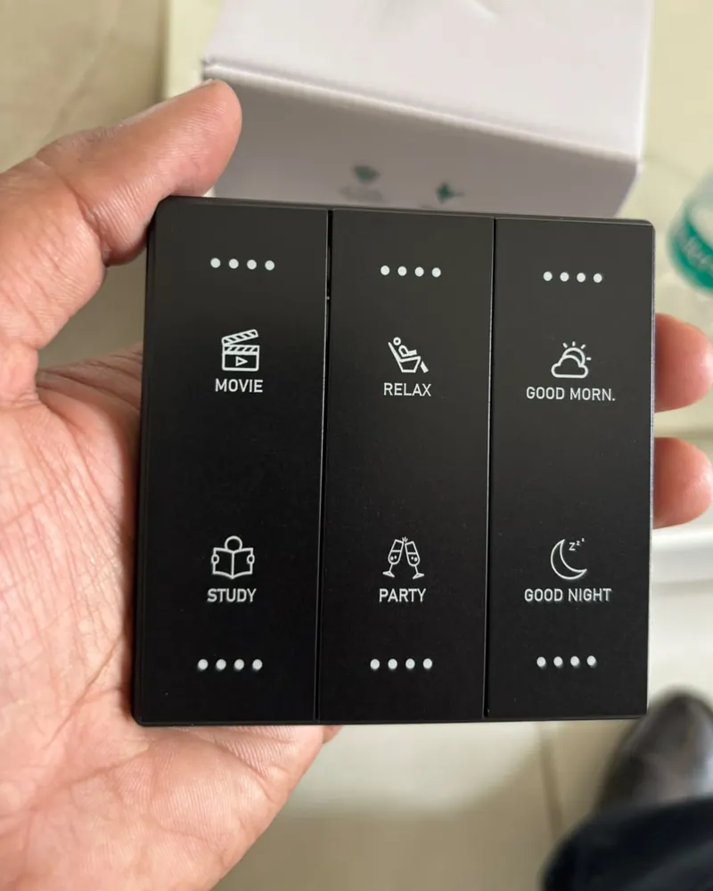 Six-scene keypad: Movie, Relax, Good Morning, Study, Party, Good Night
